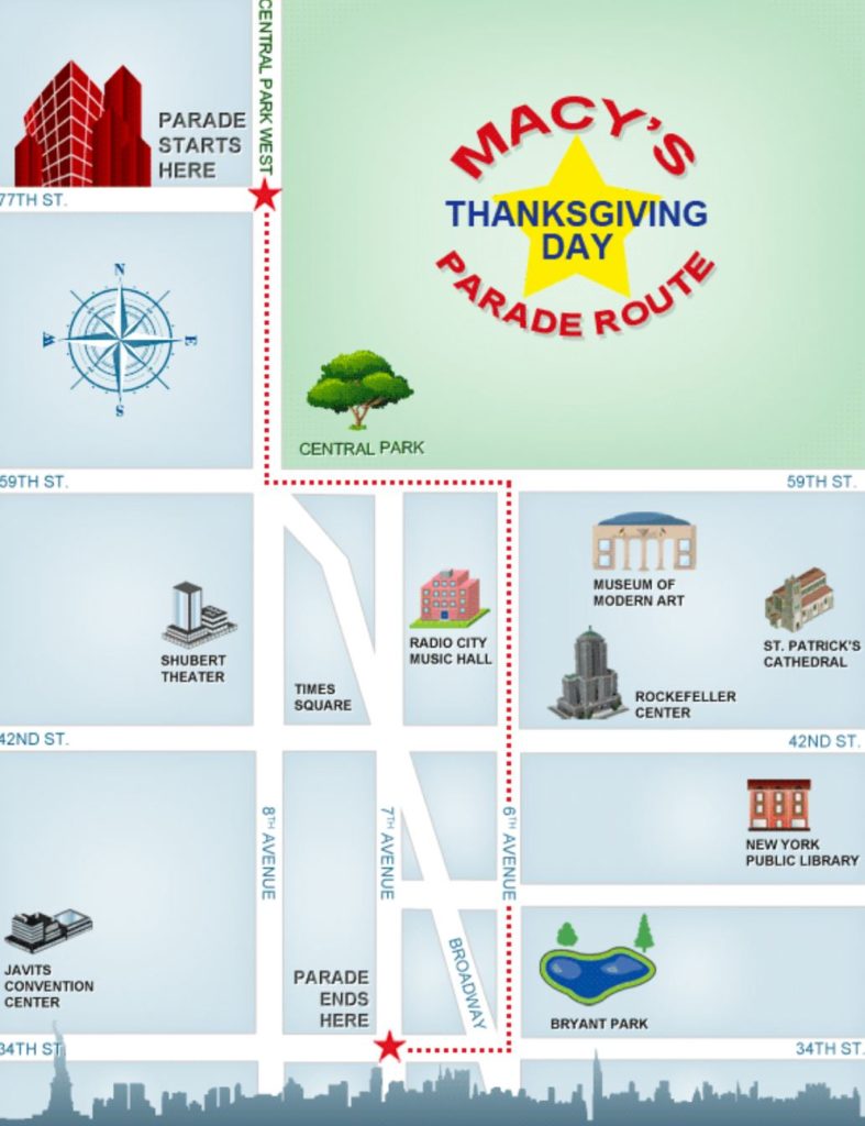 mapa rota parada thanksgiving macys 787x1024 - Dicas para ver a parada de Thanksgiving da Macy`s em NYC