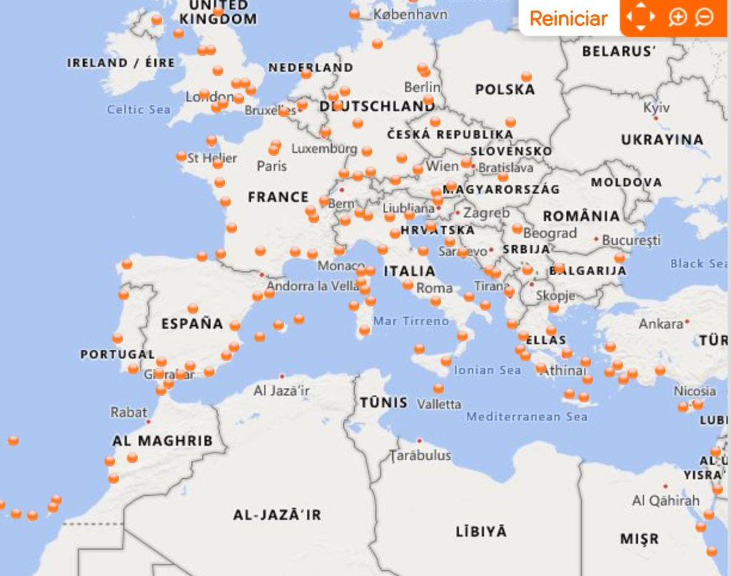 mapa de rotas easyjet 1024x806 - Companhias Aéreas Baratas na Europa: Low Cost
